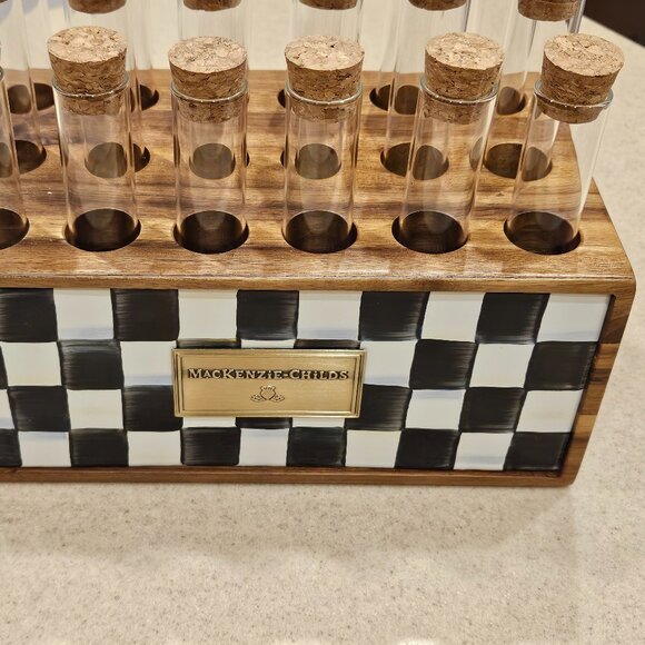 MACKENZIE CHILDS COURTLY CHECK HERB SPICE RACK STORAGE JAR CONTAINER BOX VASE - Picture 4 of 8
